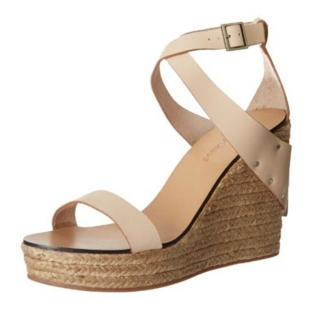 SEE BY CHLOÉ | 38.5 / 8 | Espadrille Jute Platform Sandals Leather Cross Strap